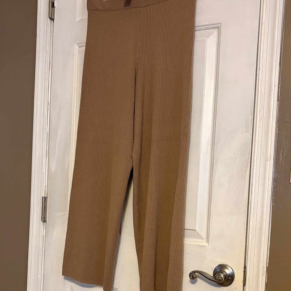 New York & Company Ribbed Wide Leg Pants - Brown